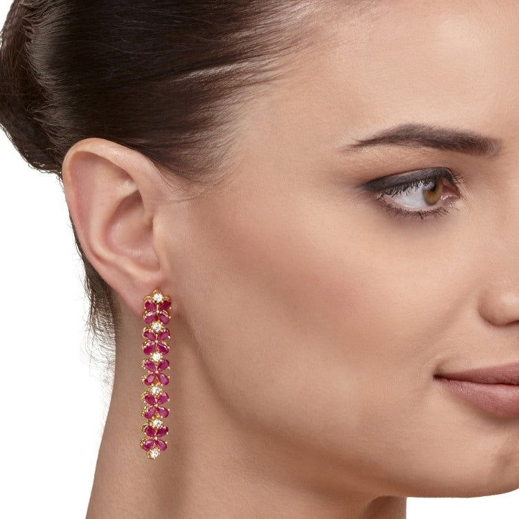 RUBY ZIRCON LONG EARRING