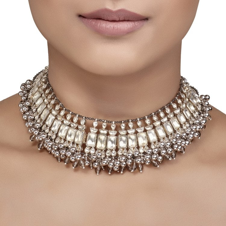 Kundan Smoky Drop Choker