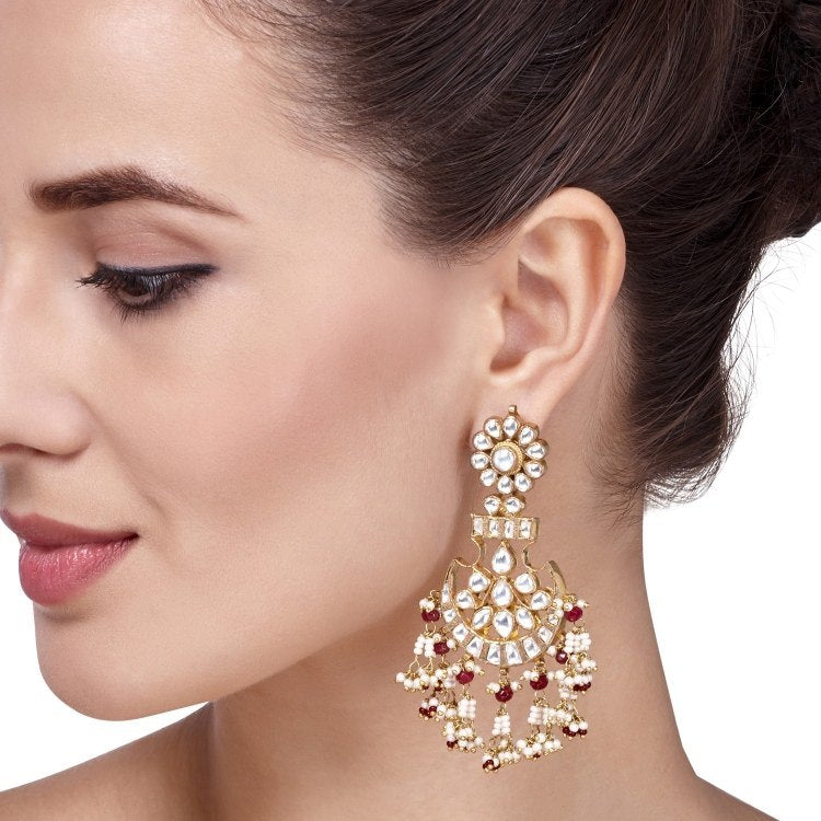 KUNDAN FLOWER LONG EARRINGS