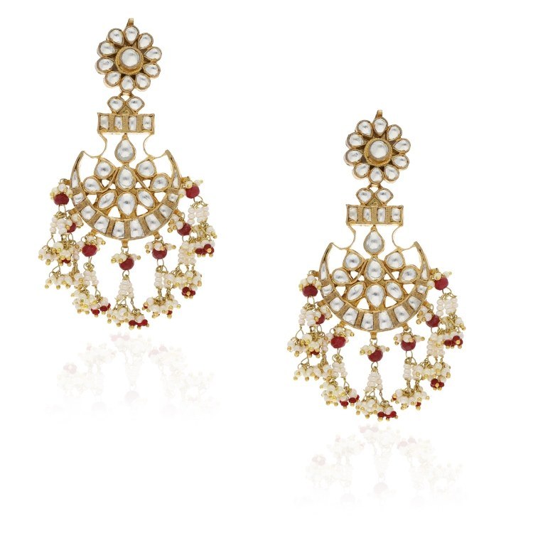 KUNDAN FLOWER LONG EARRINGS