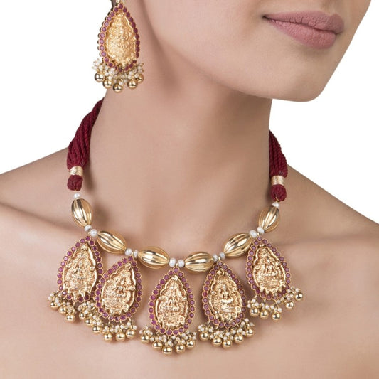 RUBY GHUNGROO TEMPLE NECKLACE