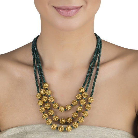 GREEN ONYX GOLD LONG NECKLACE