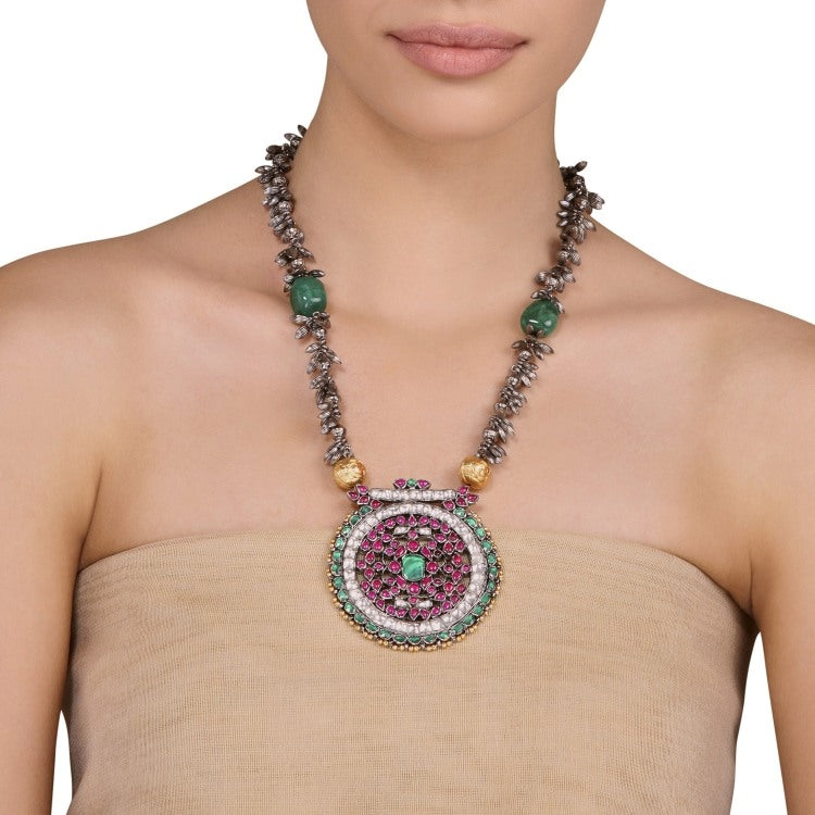 Kundan Silver Pendant