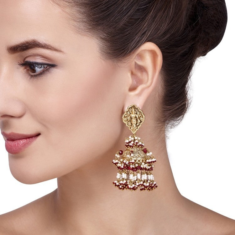 RUBY TEMPLE JHUMKI EARRINGS