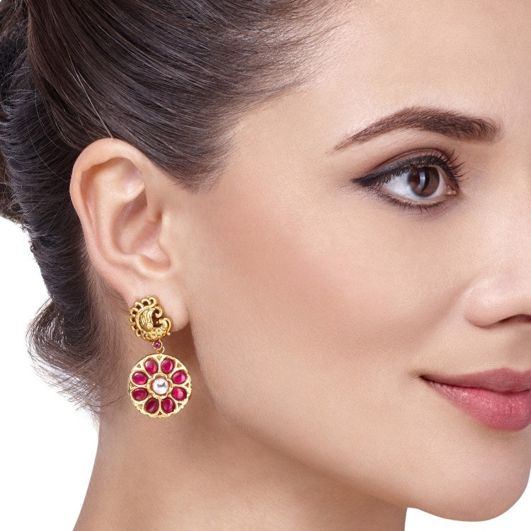 KUNDAN GOLD BIRD EARRINGS