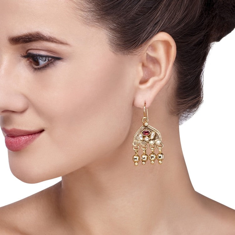 KUNDAN GOLD DROP EARRINGS